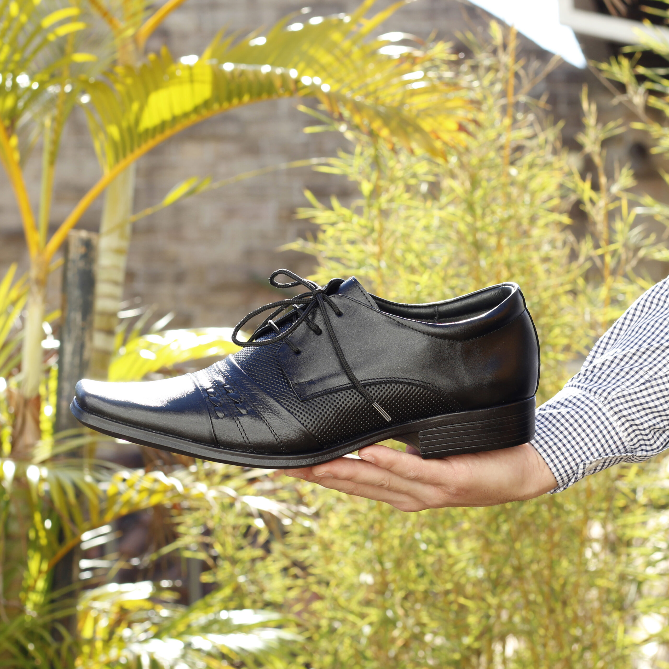 Zapato de Cuero Negro Con Cordón con Detalles 146 - Imagen 5