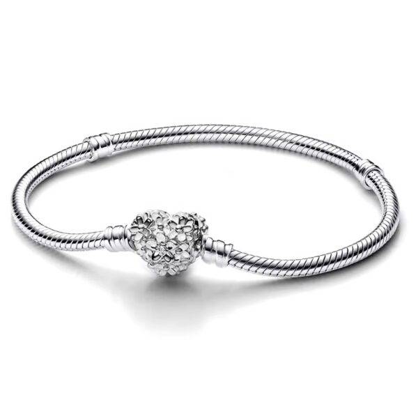 Brazalete Pulsera Pandora Corazón Flores