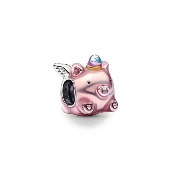 Charm Dije de Acero Inoxidable Cerdito Rosa