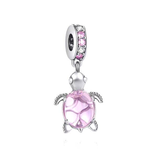 Charm Dije de Acero Inoxidable Tortuga Rosa