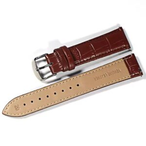 Correa/Malla de Cuero Marrón Para Reloj de 20mm Con Hilo a Tono