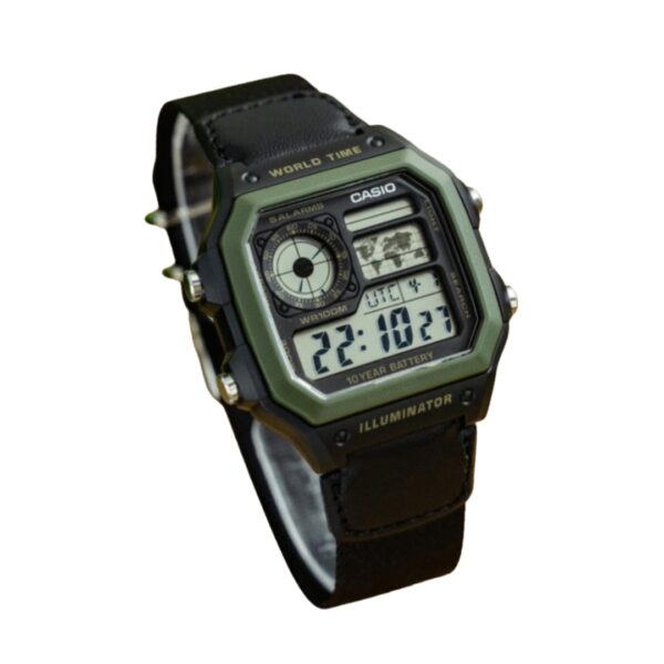 Reloj Casio Caballero Verde Militar Con malla Negra