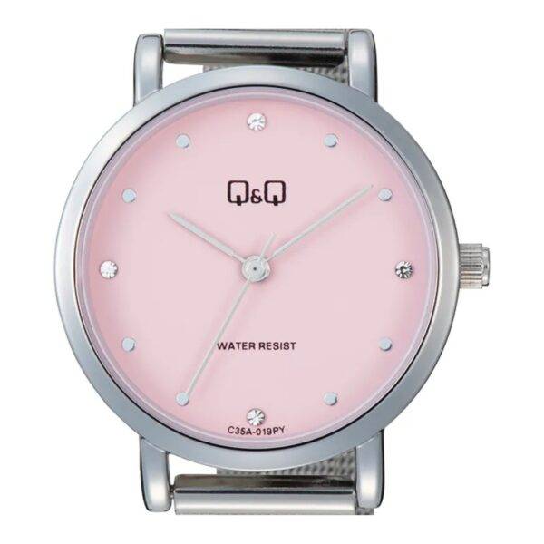 Reloj Q&Q Dama Plateado Con Fondo Rosa - Imagen 2