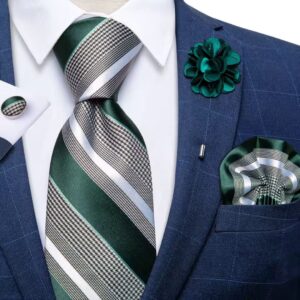 Corbata Con Pañuelo, Pinche y Gemelos Verde
