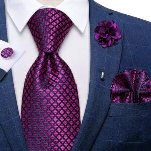 Corbata Con Pañuelo, Pinche y Gemelos Bordo