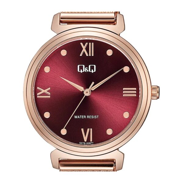 Reloj Q&Q Dama Plateado Con Fondo Bordo - Imagen 2