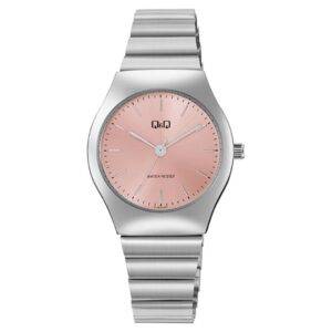 Reloj Q&Q Dama Plateado Con Fondo Rosa
