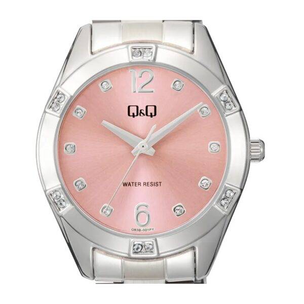 Reloj Q&Q Dama Plateado Con Fondo Rosa - Imagen 2