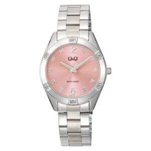 Reloj Q&Q Dama Plateado Con Fondo Rosa