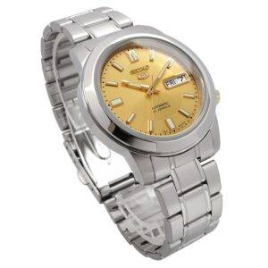 Reloj Seiko Caballero Con Fondo Dorado Texturizado Automático