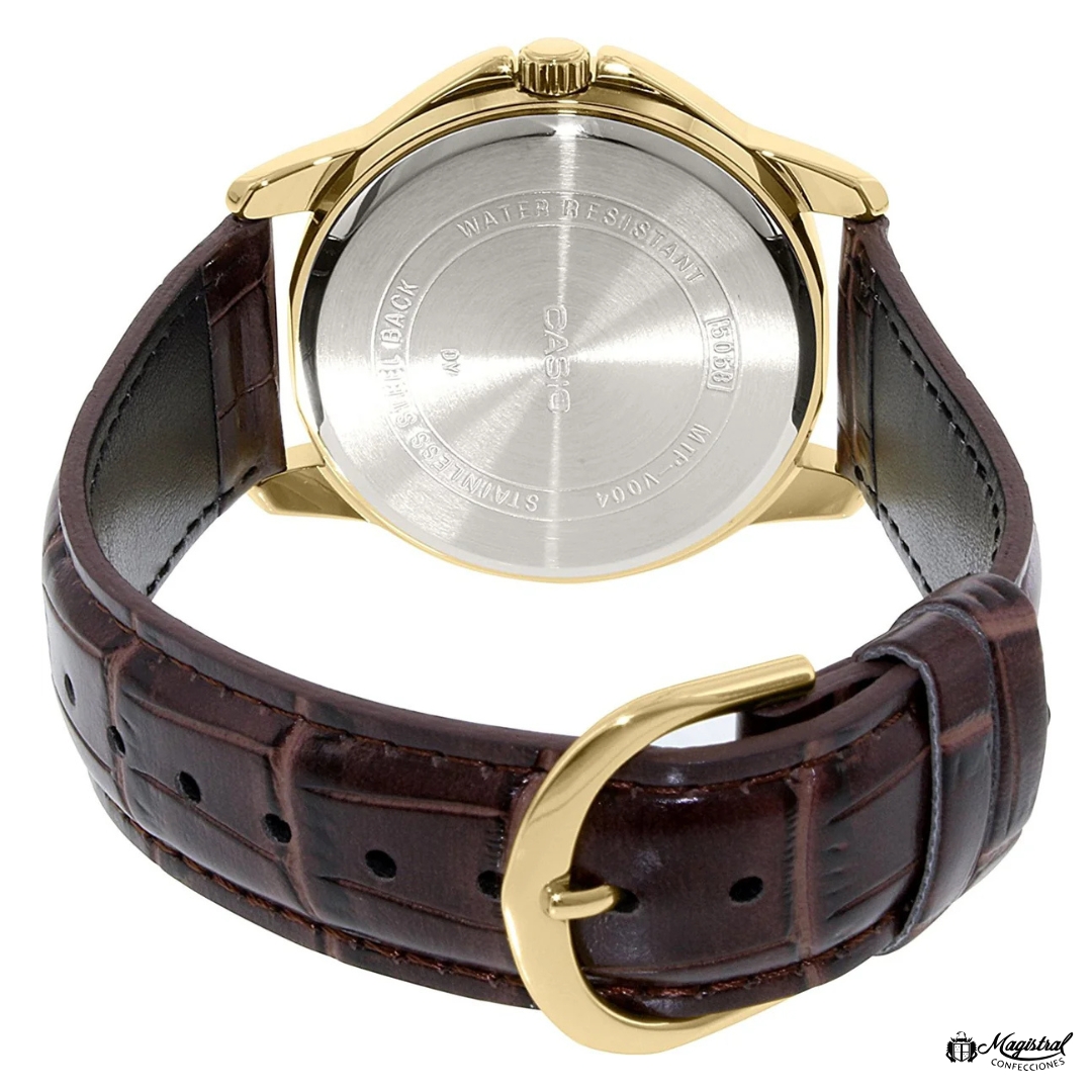 Reloj Casio Caballero Dorado Con Malla Marrón - Imagen 4