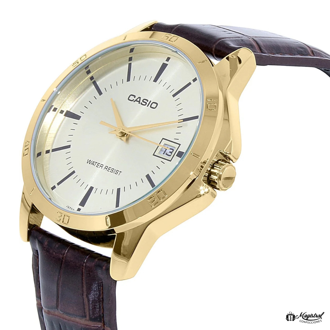 Reloj Casio Caballero Dorado Con Malla Marrón - Imagen 5