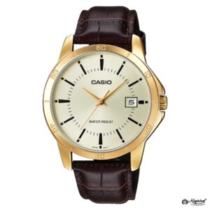 Reloj Casio Caballero Dorado Con Malla Marrón