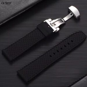 Correa/Malla de Goma Para Reloj de 20mm Con Hilo Negro