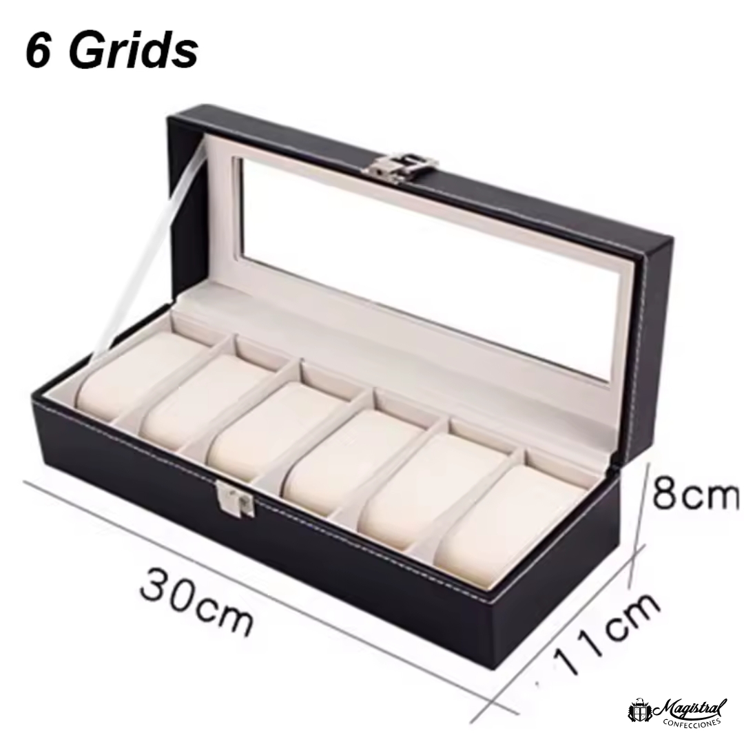 Caja Organizadora para 6 Relojes de Cuero