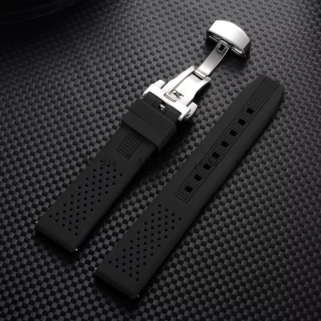 Correa/Malla de Goma Negro Para Reloj de 20mm