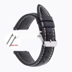 Correa/Malla Negro Para Reloj de 20mm Con Hilo Blanco