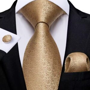 Corbata Con Pañuelo y Gemelos Dorado