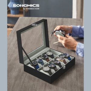 Caja Organizadora Gris para 10 Relojes Con llave