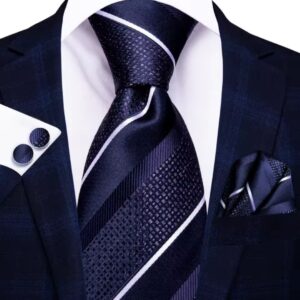 Corbata Con Pañuelo y Gemelos Azul