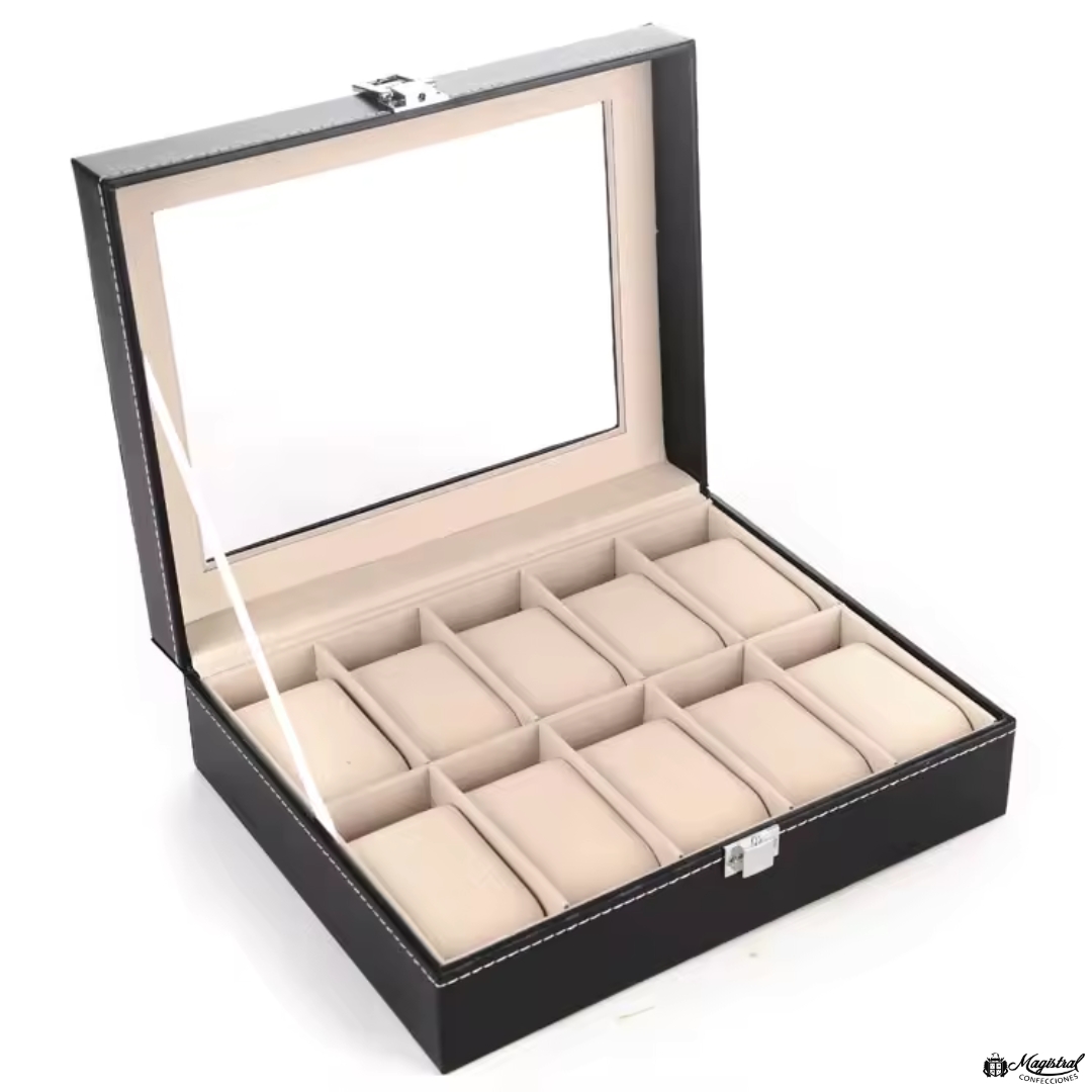 Caja Organizadora para 10 Relojes de Cuero