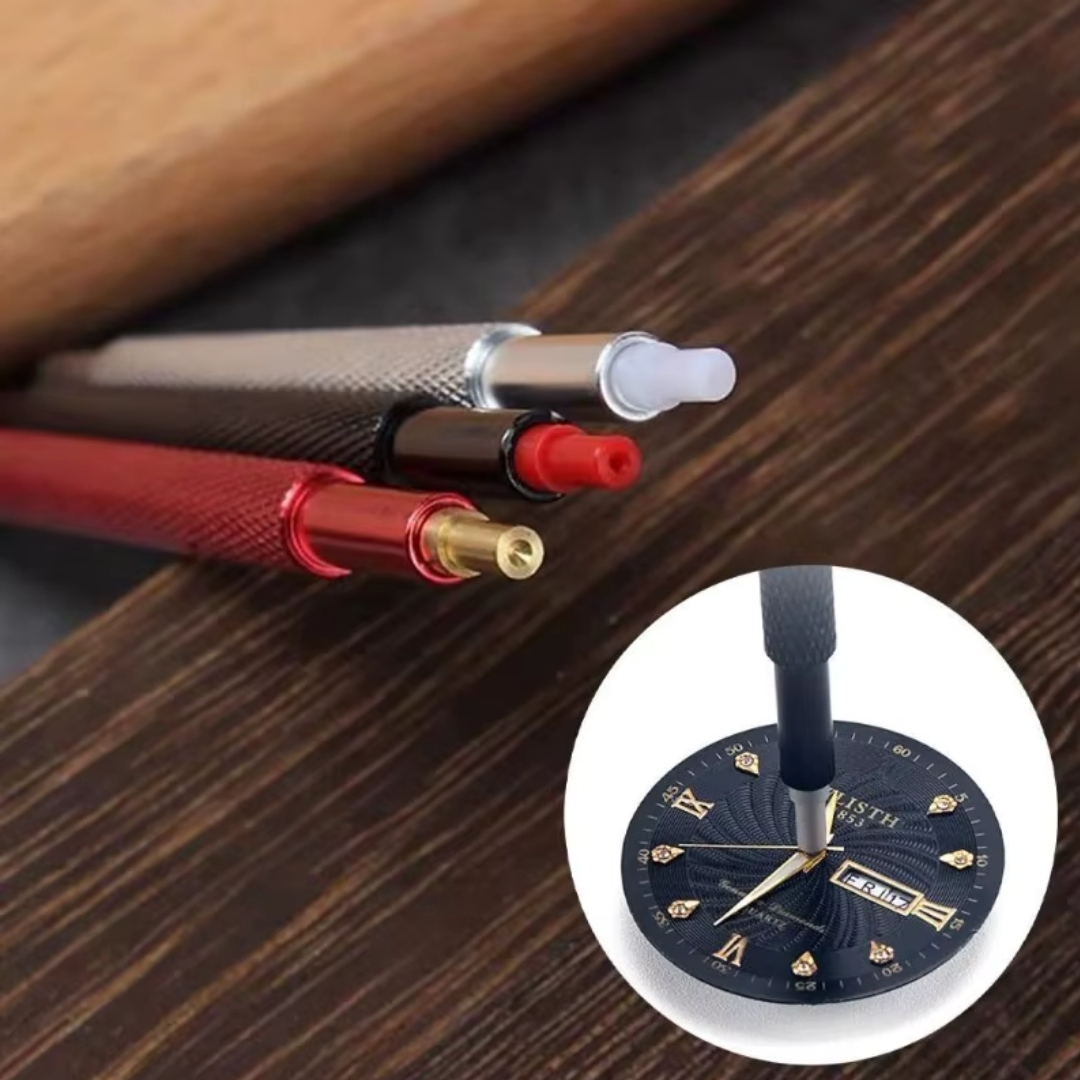 3 unids/lote, prensadores de mano para reloj, juego de ajuste de empujador para herramienta de reparación de relojero, cabezal de goma para reloj de pulsera, herramientas de aguja para reloj - Imagen 3