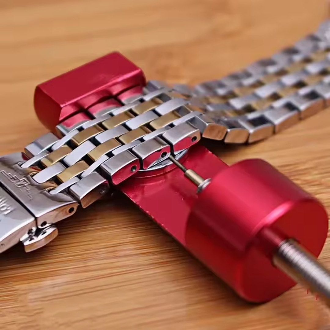 Herramienta de ajuste de correa de reloj, herramienta de reparación de relojes con pasador de reloj, herramienta de pasador de enlace de pulsera, removedor fácil de quitar y ajustar - Imagen 3
