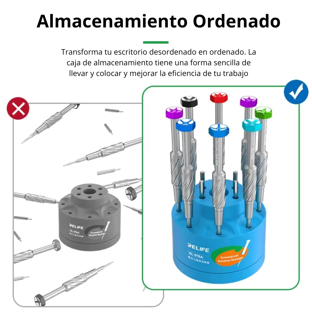 Estante de almacenamiento de herramientas de reparación multifuncional giratorio, caja de almacenamiento de clasificación de almacenamiento con ranura multiagujero - Imagen 2