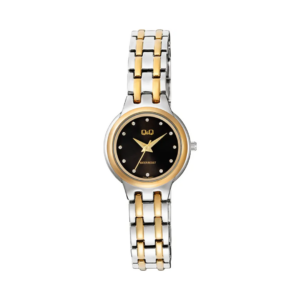 Reloj Q&Q Dama Fondo Negro De Acero Inoxidable F20A-006PY 26mm
