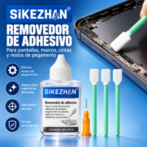 Kit removedor de pegamento para pantallas LCD SiKEZHAN con hisopos de aguja, limpiador seguro para eliminar adhesivos de espuma térmica y marcos de teléfonos móviles.