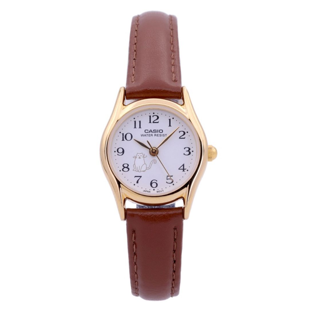 Reloj Casio Dama Con Malla de Cuero Marrón 23mm LTP-1094Q-7B8RDF