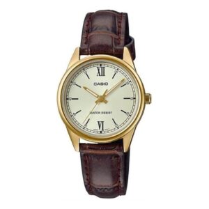 Reloj Casio Dama Con Malla de Cuero Marrón LTP-V005GL-9BUDF 28mm